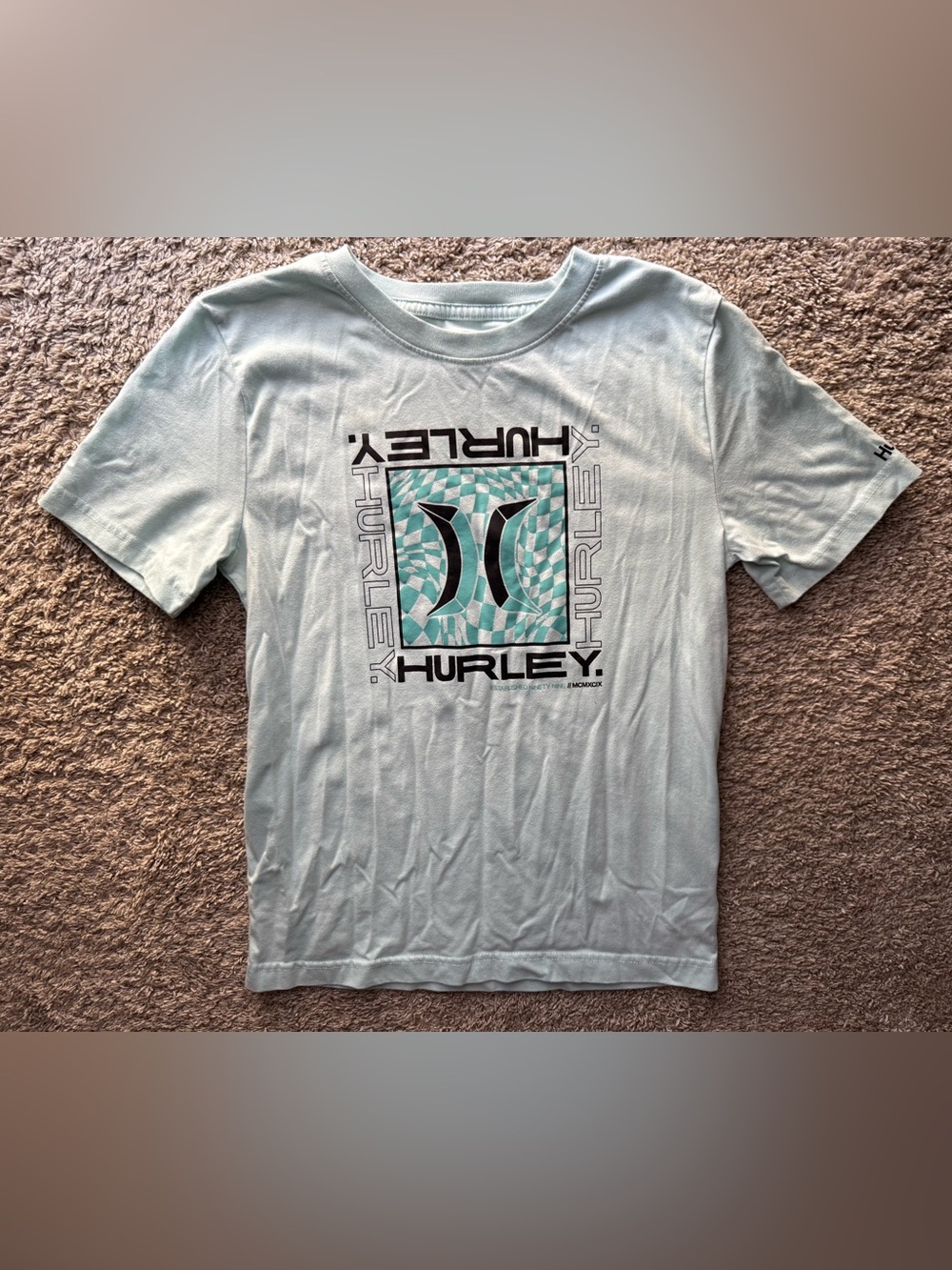 Hurley Boys Aqua Graphic Logo T-Shirt Size Large 12-13